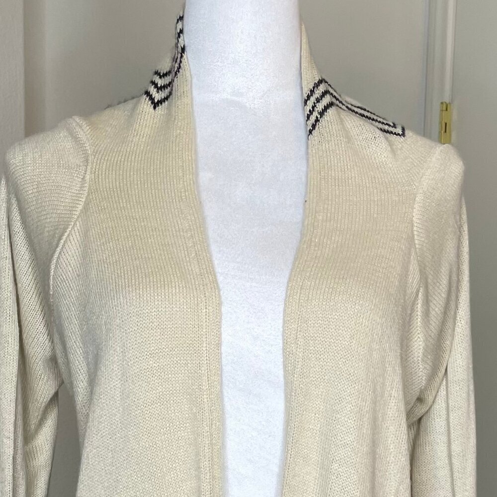 California Gypsy Southwestern Aztec Open Front Cardigan Duster Black Cream L - Picture 3 of 8
